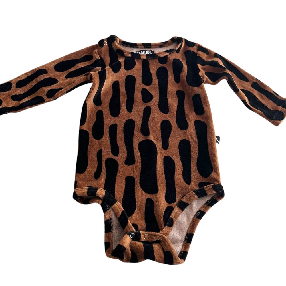 Carlijnq unisex velour animal print bodysuit size 6-12 months